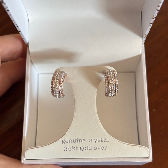 Sparkle Allure Jewelry - Gold and Crystal Studded Hoop Earrings